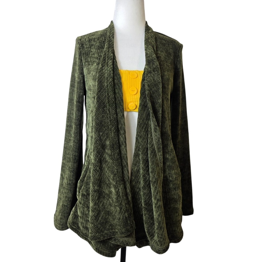 BB Dakota open front waterfall corduroy moss Green Cardigan